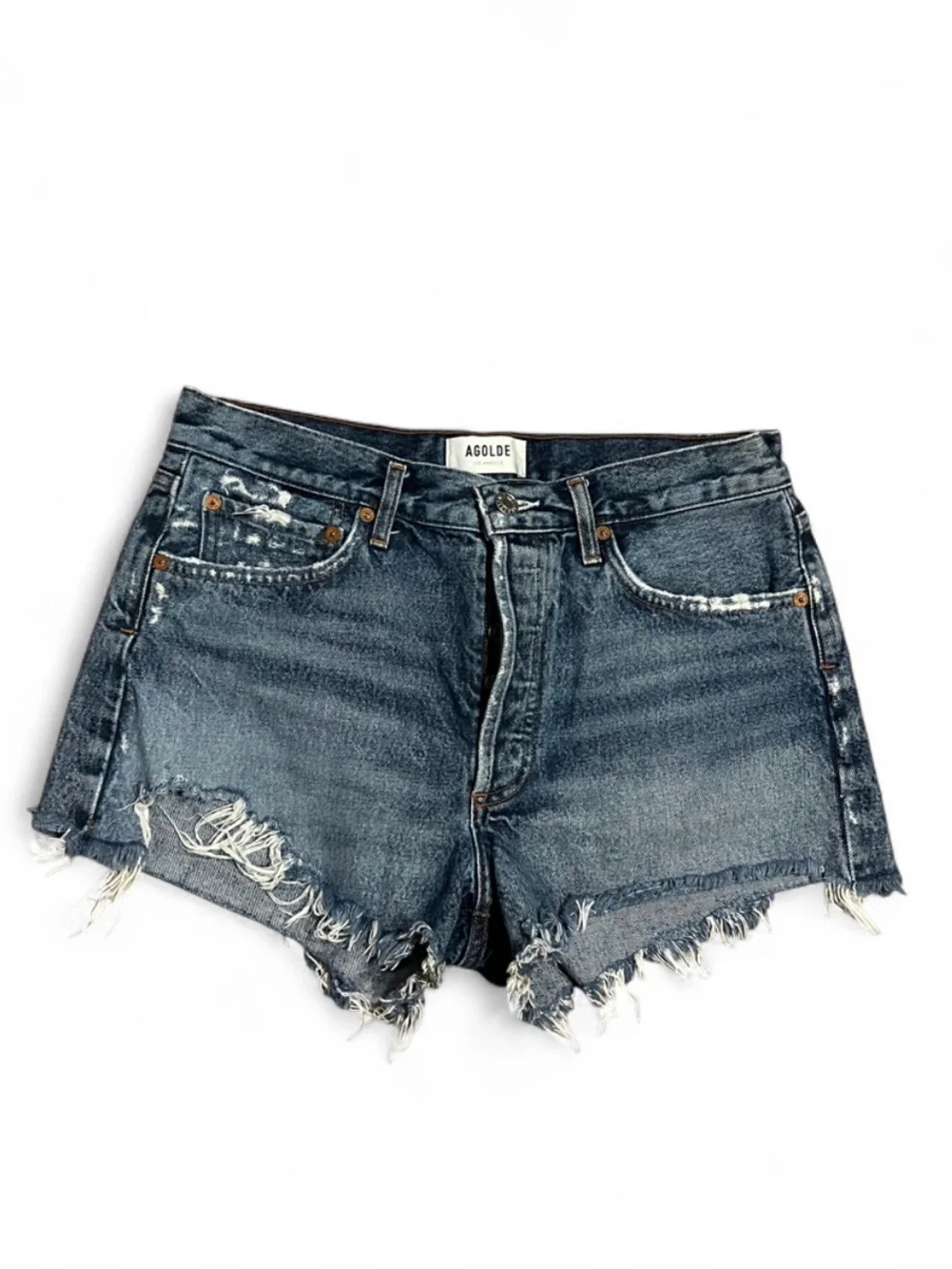 Agolde Dark Blue Distressed Denim Shorts-Parker size 28